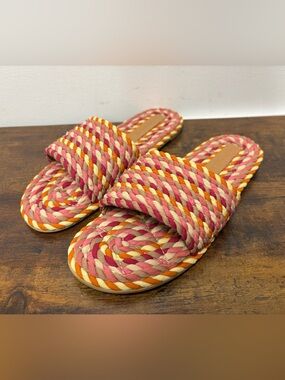 SALT + UMBER SUNNY- GRAPEFRUIT PINK VEGAN ROPE SLIDE SANDAL WOMENS SIZE 8